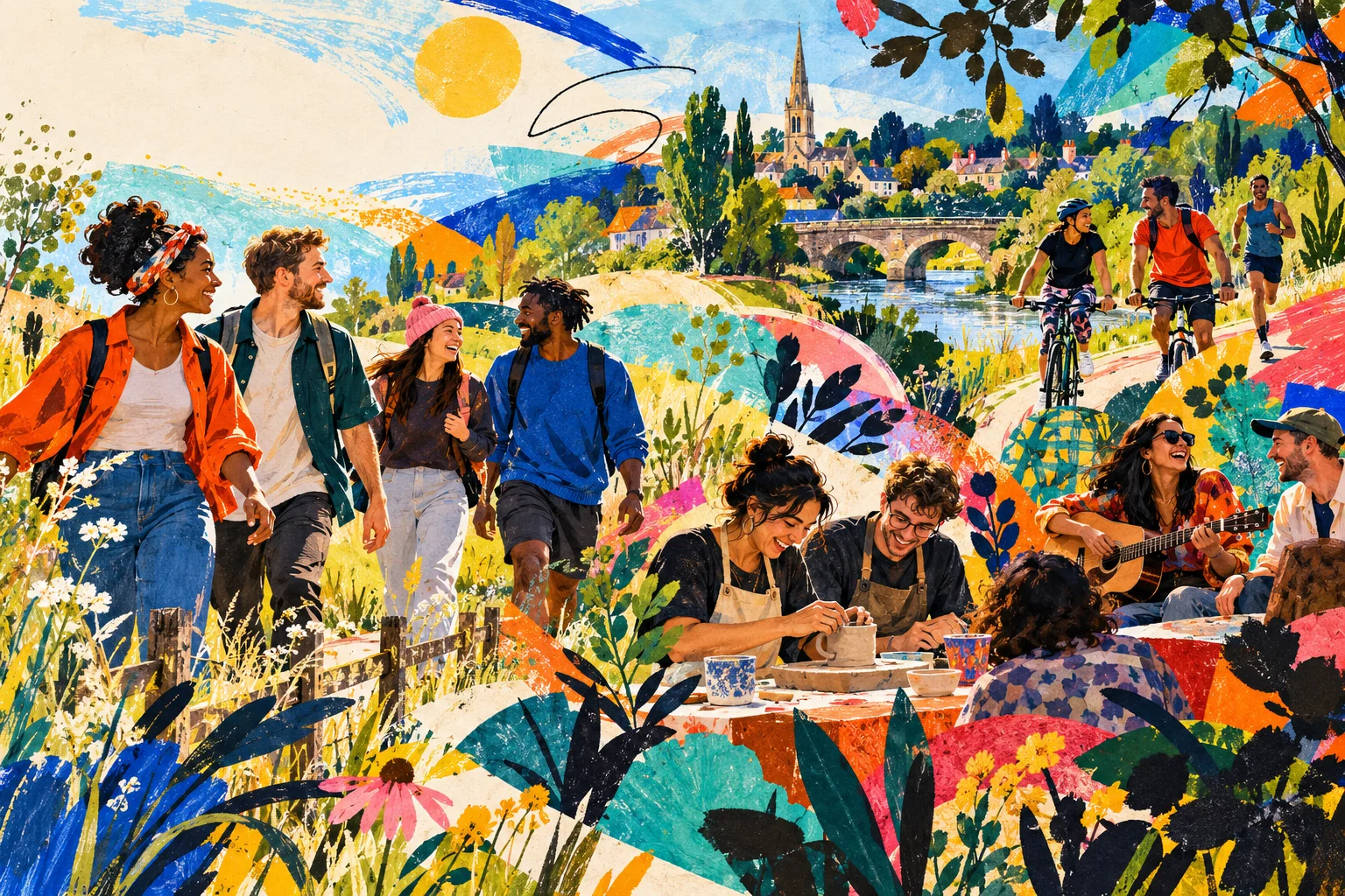 Illustrative creative community scene